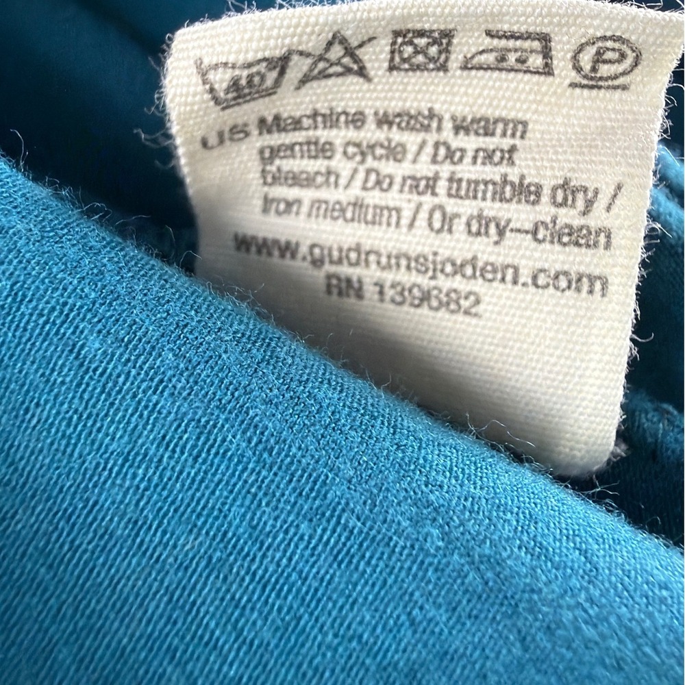 Gudrun Sjoden Teal Organic Cotton Modal V-Neck Cinched Waist Midi Maxi Dress L - Picture 7 of 8